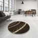 Round Patterned Red Brown Rug in a Office, pat3511brn