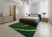 Patterned Black Rug in a Bedroom, pat3511grn