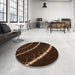 Round Patterned Saddle Brown Rug in a Office, pat3511org