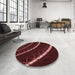 Round Patterned Brown Red Rug in a Office, pat3511rd