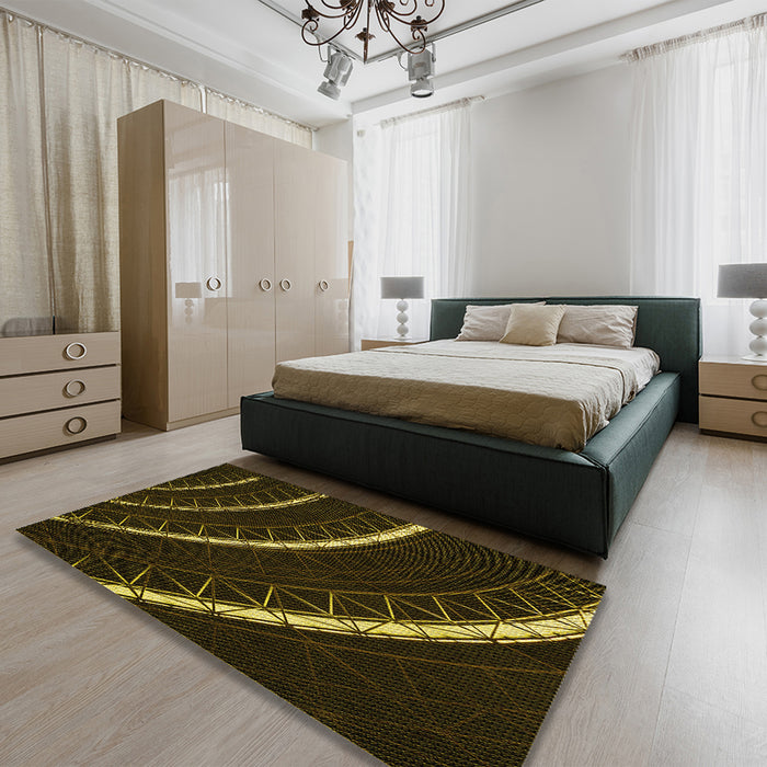 Patterned Oak Brown Rug in a Bedroom, pat3511yw