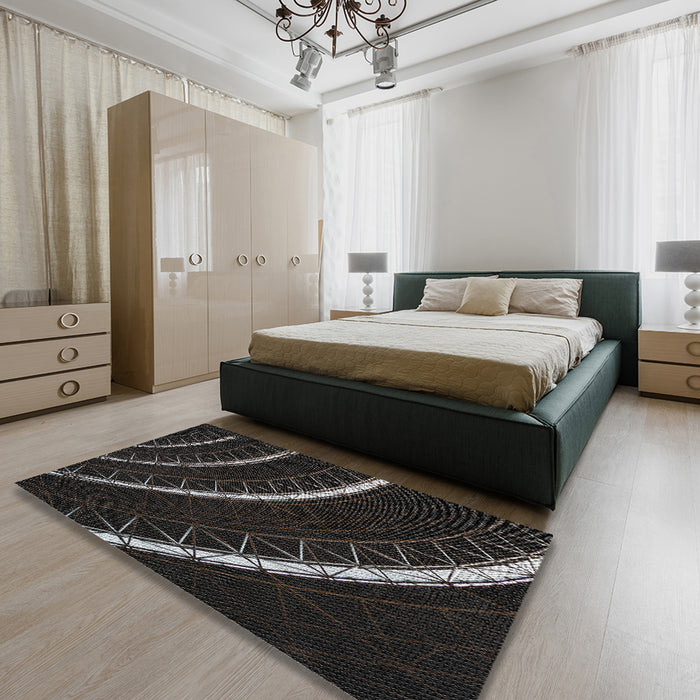 Patterned Black Novelty Rug in a Bedroom, pat3511