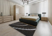 Machine Washable Transitional Black Rug in a Bedroom, wshpat3511