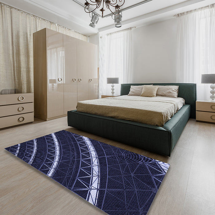 Patterned Deep Periwinkle Purple Rug in a Bedroom, pat3512blu