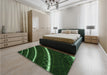 Patterned Black Rug in a Bedroom, pat3512grn