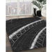 Patterned Black Rug in Family Room, pat3512gry