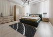 Patterned Black Rug in a Bedroom, pat3512gry