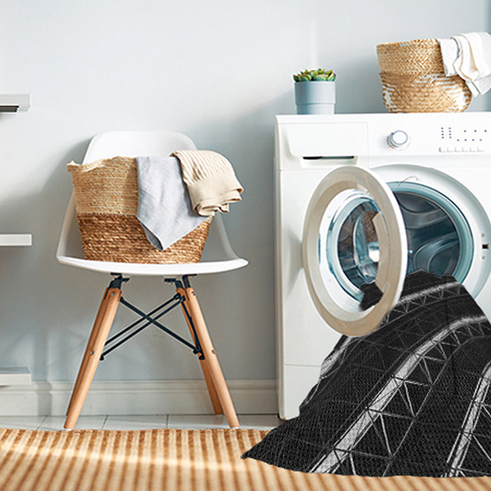 Machine Washable Transitional Black Rug in a Washing Machine, wshpat3512gry