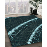 Patterned Black Rug, pat3512lblu