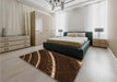 Patterned Sienna Brown Rug in a Bedroom, pat3512org