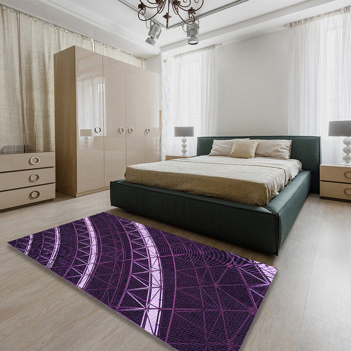 Patterned Purple Violet Purple Rug in a Bedroom, pat3512pur