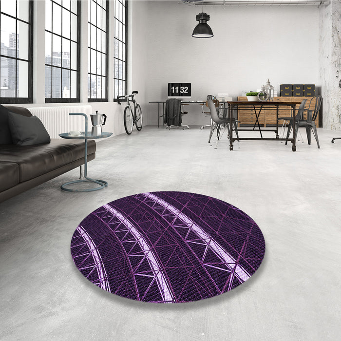 Round Patterned Purple Violet Purple Rug in a Office, pat3512pur