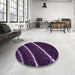 Round Patterned Purple Violet Purple Rug in a Office, pat3512pur