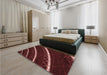 Patterned Brown Red Rug in a Bedroom, pat3512rd