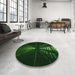 Round Patterned Green Rug in a Office, pat3513grn