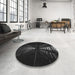 Round Patterned Black Rug in a Office, pat3513gry