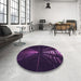 Round Patterned Deep Purple Rug in a Office, pat3513pur