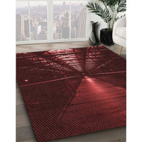 Patterned Dark Scarlet Red Rug, pat3513rd