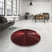 Round Patterned Dark Scarlet Red Rug in a Office, pat3513rd