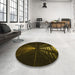 Round Patterned Dark Bronze Brown Rug in a Office, pat3513yw