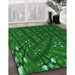 Patterned Deep Emerald Green Rug in Family Room, pat3514grn