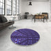 Round Patterned Purple Rug in a Office, pat3514pur