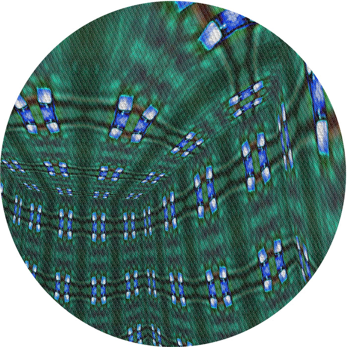 Sideview of Patterned Earth Green Novelty Rug, pat3514