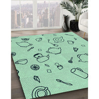 Patterned Emerald Green Rug, pat3515lblu