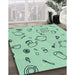 Patterned Emerald Green Rug in Family Room, pat3515lblu