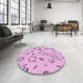 Round Patterned Orchid Purple Rug in a Office, pat3515pur