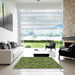 Square Patterned Green Rug in a Living Room, pat3516brn