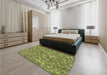 Patterned Green Rug in a Bedroom, pat3517brn