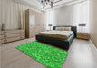 Patterned Lime Green Rug in a Bedroom, pat3517grn