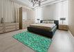 Machine Washable Transitional Lime Mint Green Rug in a Bedroom, wshpat3517