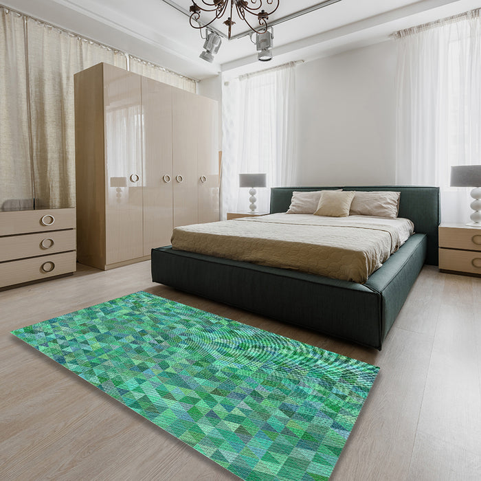 Machine Washable Transitional Lime Mint Green Rug in a Bedroom, wshpat3517