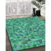 Patterned Lime Mint Green Novelty Rug in Family Room, pat3517