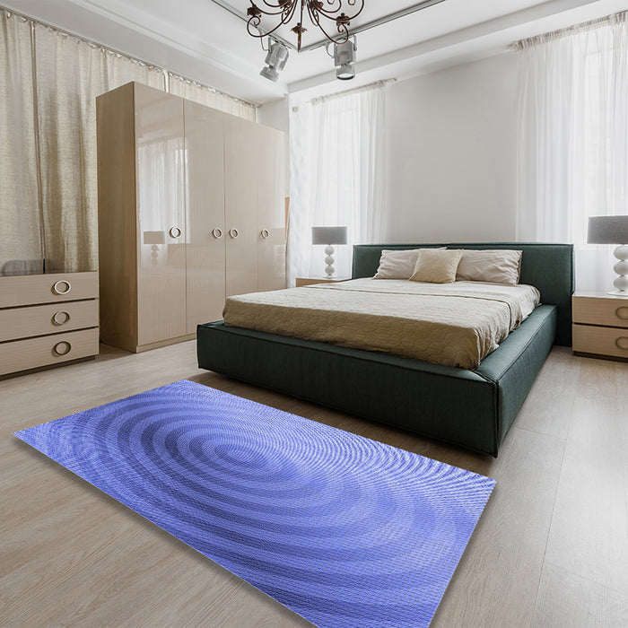 Patterned Sky Blue Rug in a Bedroom, pat3518blu