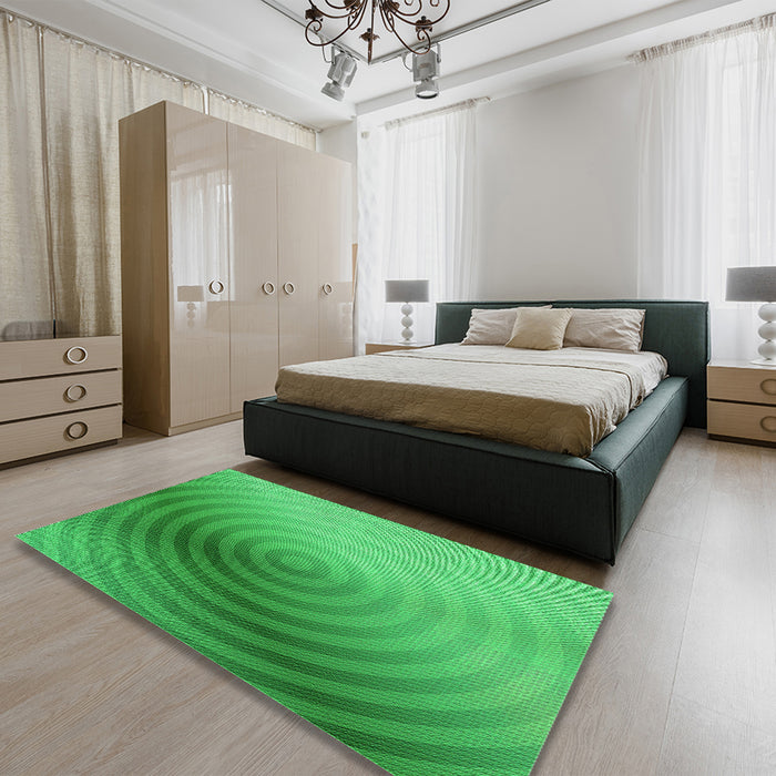 Round Machine Washable Transitional Neon Green Rug in a Office, wshpat3518grn