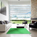 Machine Washable Transitional Neon Green Rug in a Kitchen, wshpat3518grn