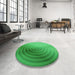 Round Patterned Neon Green Rug in a Office, pat3518grn