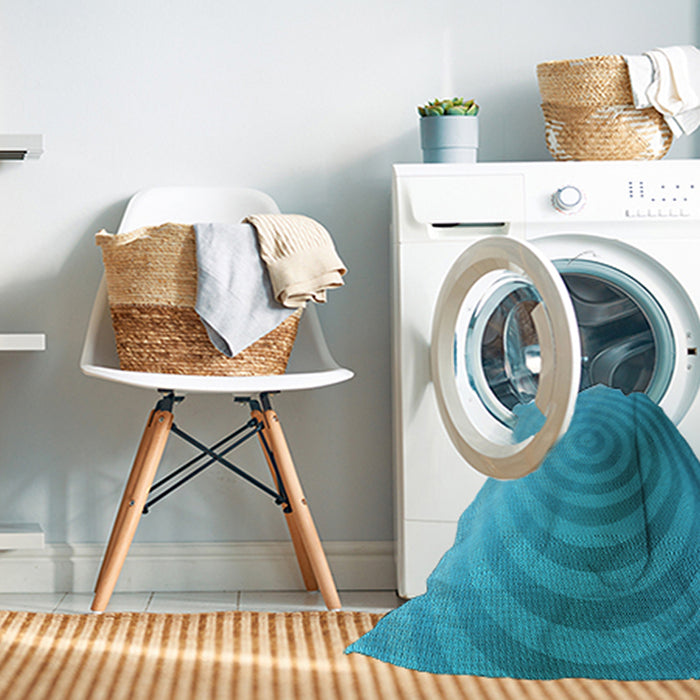 Machine Washable Transitional Dark Turquoise Green Rug in a Washing Machine, wshpat3518lblu