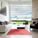 Square Patterned Red Rug in a Living Room, pat3518rd