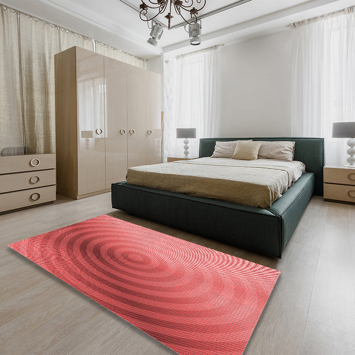 Round Machine Washable Transitional Red Rug in a Office, wshpat3518rd