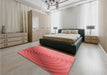 Patterned Red Rug in a Bedroom, pat3518rd