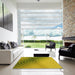 Square Patterned Dark Yellow Green Rug in a Living Room, pat3518yw