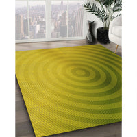 Patterned Dark Yellow Green Rug, pat3518yw