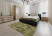 Patterned Caramel Brown Rug in a Bedroom, pat3519brn