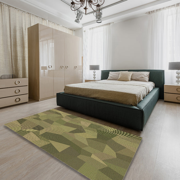 Patterned Caramel Brown Rug in a Bedroom, pat3519brn