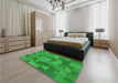 Patterned Green Rug in a Bedroom, pat3519grn