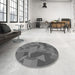 Round Patterned Gray Rug in a Office, pat3519gry